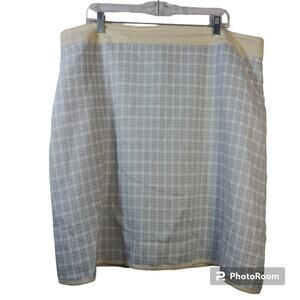 Anthology Blue Cream Plaid Tweed Pencil Skirt Size 18